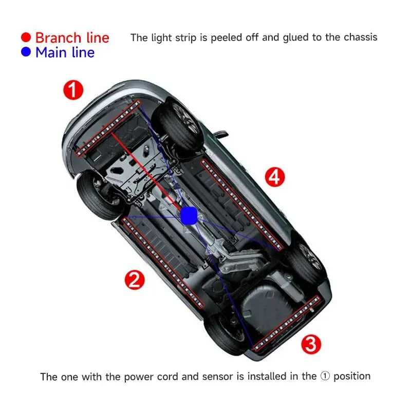 Car Flexible Underglow Strip Light LED Underbody Remote APP Remote Control RGB Neon Lights Atmosphere Lamp for Auto Decoration