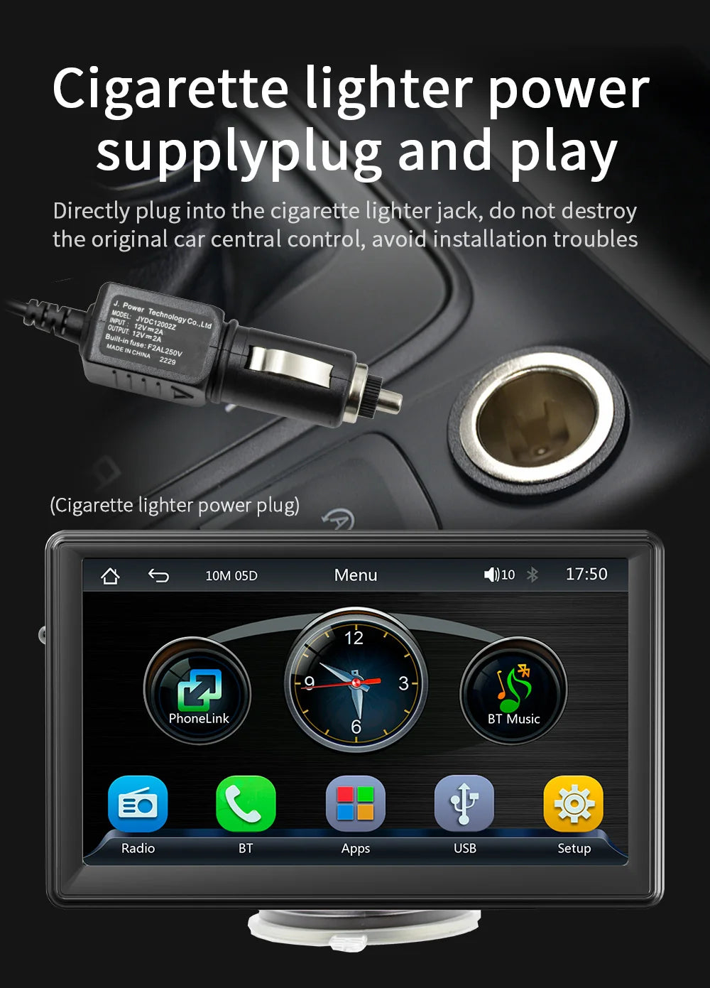 BQCC 7" HD Universal Car MP5 Portable Car Player Wireless Carplay Android Auto Mirrorlink BT USB SD FM transmission car stereo