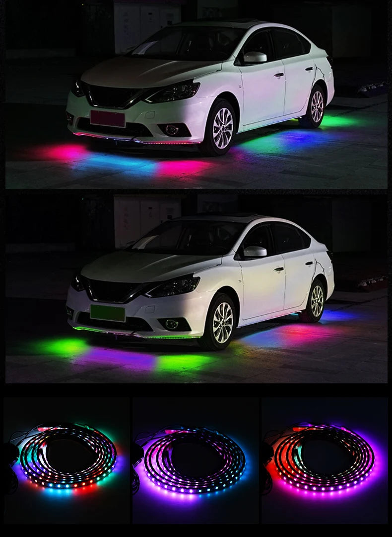 Car Flexible Underglow Strip Light LED Underbody Remote APP Remote Control RGB Neon Lights Atmosphere Lamp for Auto Decoration