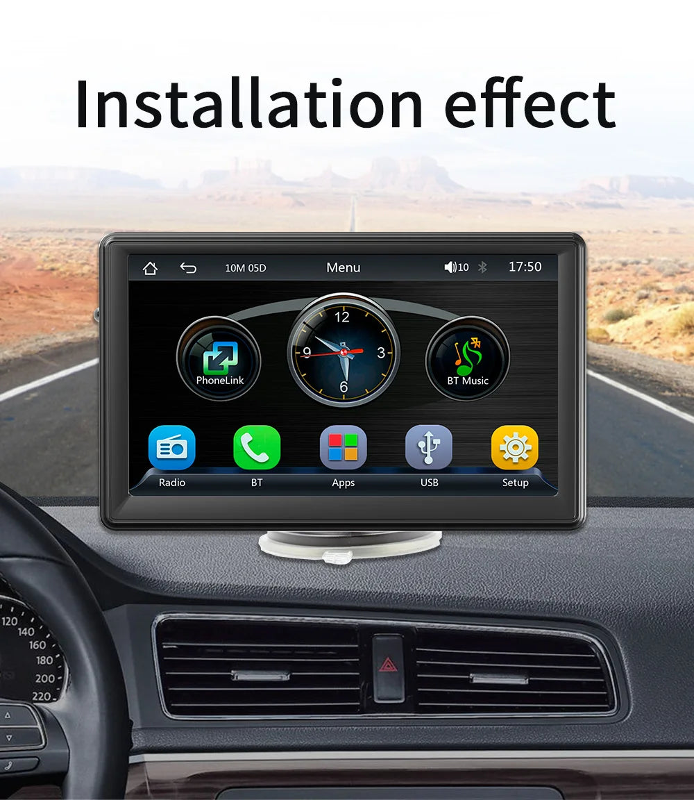 BQCC 7" HD Universal Car MP5 Portable Car Player Wireless Carplay Android Auto Mirrorlink BT USB SD FM transmission car stereo