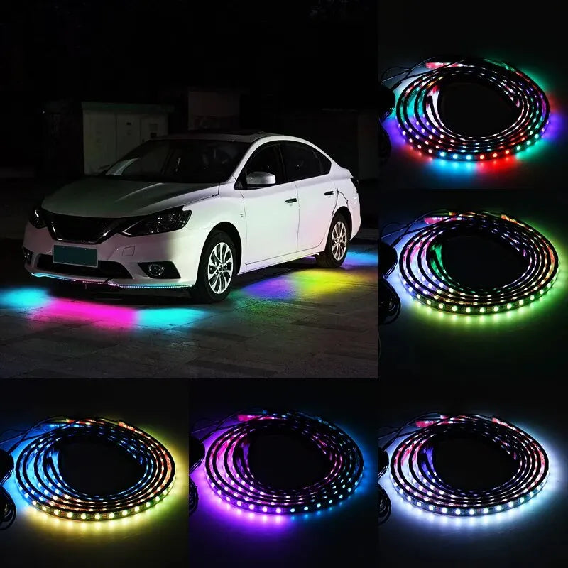 Car Flexible Underglow Strip Light LED Underbody Remote APP Remote Control RGB Neon Lights Atmosphere Lamp for Auto Decoration
