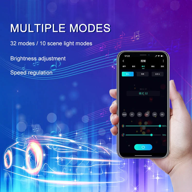 Car Flexible Underglow Strip Light LED Underbody Remote APP Remote Control RGB Neon Lights Atmosphere Lamp for Auto Decoration