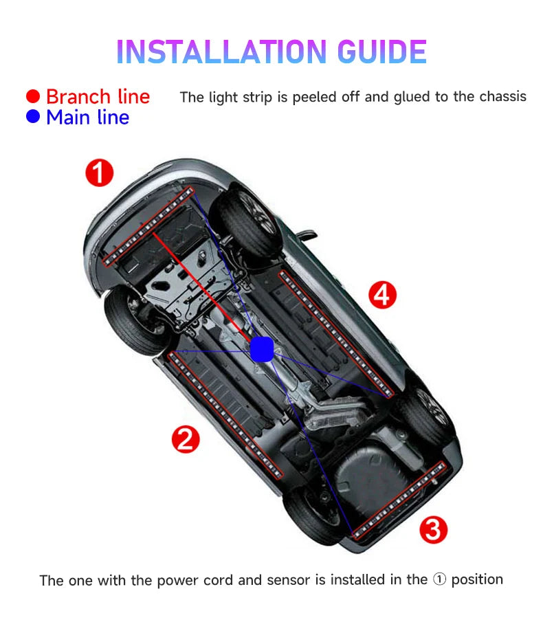 Car Flexible Underglow Strip Light LED Underbody Remote APP Remote Control RGB Neon Lights Atmosphere Lamp for Auto Decoration